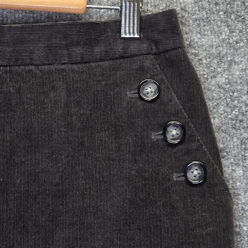 Banana Republic Skirt Womens 6 Gray Corduroy Stretch Button Pockets Zipper Back